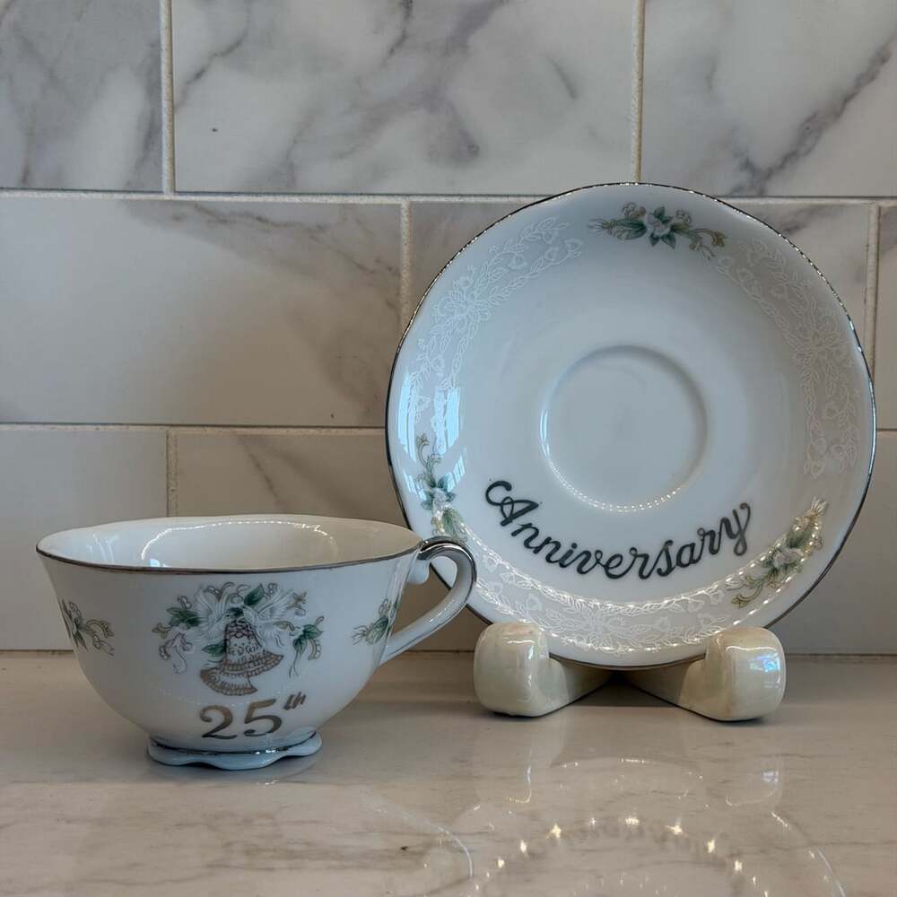 Lefton 25th Anniversary Teacup & Saucer China